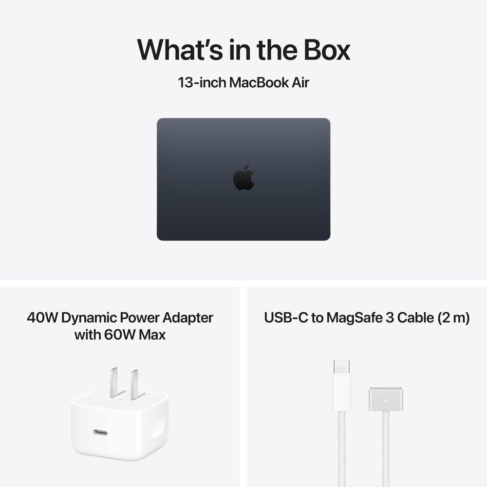 Apple 13" MacBook Air | Apple M5 Chip - 10-core CPU and 8-core GPU - 16GB RAM - 512GB SSD in Midnight with 3-Year AppleCare+, , large