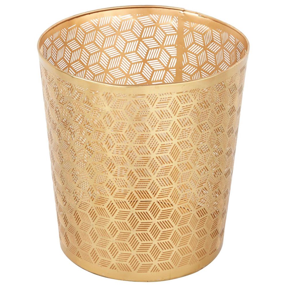 Maple and Jade Small Metal Waste Basket in Gold, , large