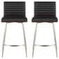 Lumisource Mason Swivel Counter Stool with Black Cushion in Stainless Steel and Walnut (Set of 2), , large