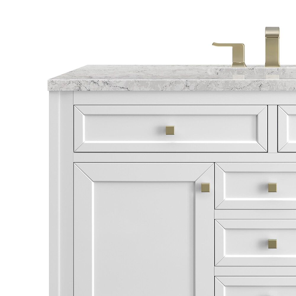 James Martin Vanities Chicago 48&quot; Single Bathroom Vanity in Glossy White with 3 cm Eternal Jasmine Pearl Quartz Top and Rectangular Sink, , large