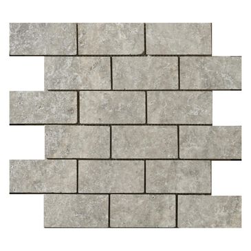 Emser Travertine Ancient Tumbled Silver 12" x 12" Natural Stone Mosaic Sheet, , large