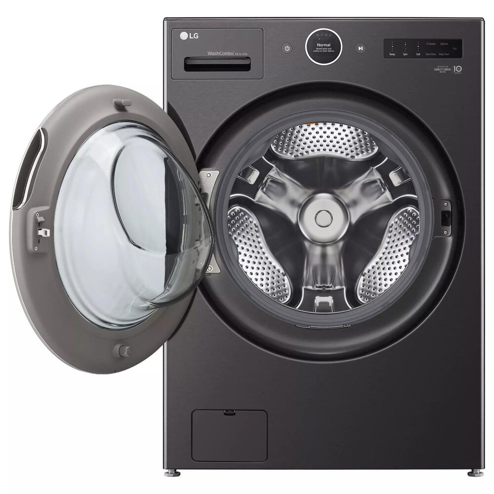 LG 5 Cu. Ft. Front Load Washer and 7.4 Cu. Ft. Smart Front Load Gas Dryer Laundry Pair in Black Steel, , large