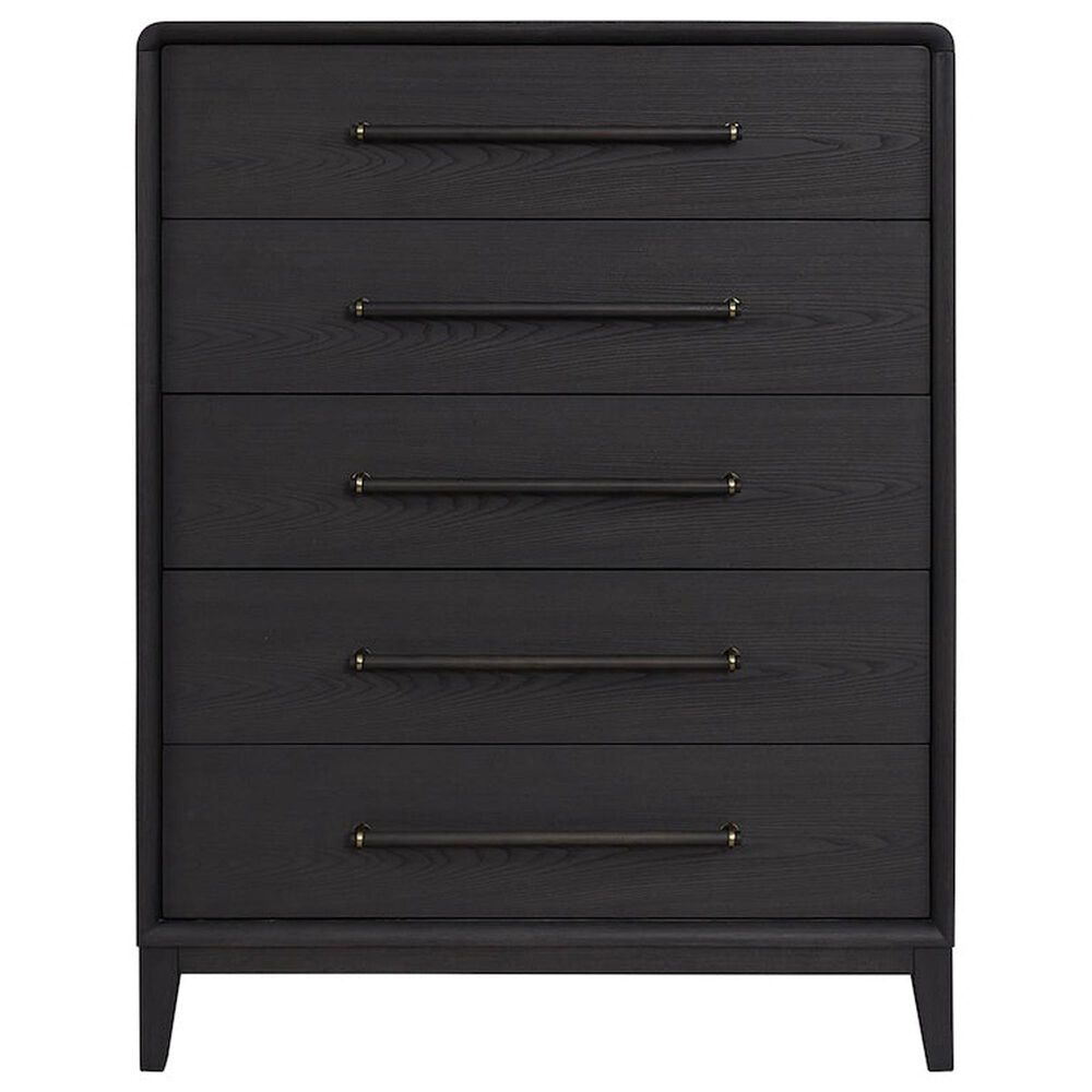 Sterling Timber Elure King Upholstered and Strap Panel Bed with Dresser Chest and 2 Nightstands in Peppercorn, , large
