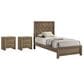 Crown Mark Valor Twin Bed with Two Nightstands in Light Brown, , large