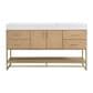 37B Mauri 60" Single Bathroom Vanity with Metal Base in Warm Oak and White Composite Stone Top, , large