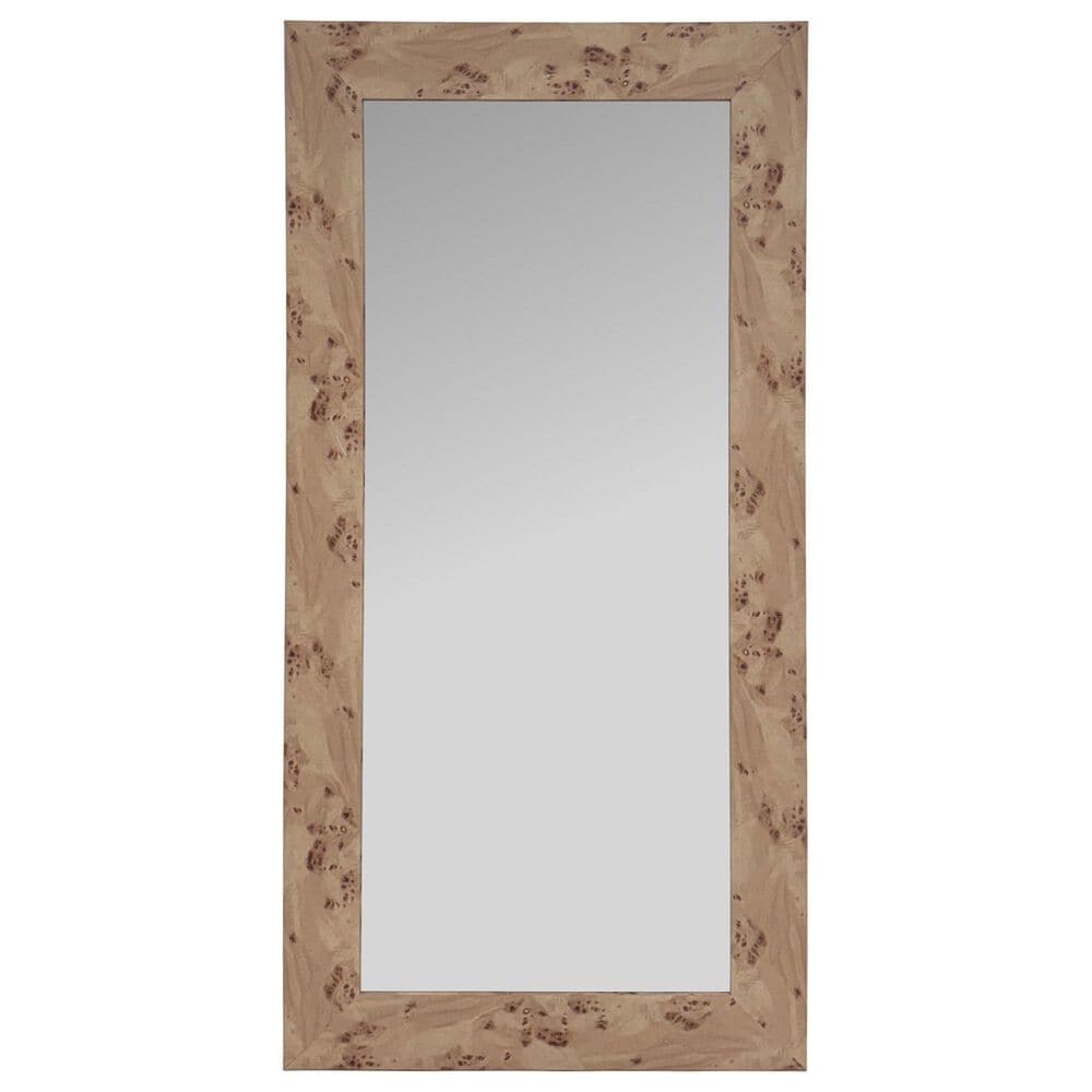 Howard Elliott Burled Rectangular Wall Mirror in Brown, , large