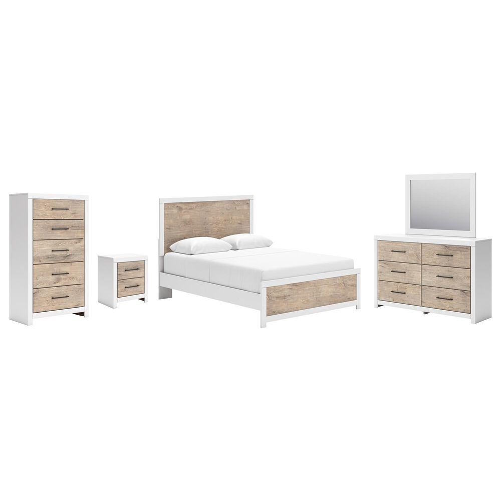 Ashley Charbitt 5-Piece Queen Panel Bedroom Set in Brown and Matte White, , large