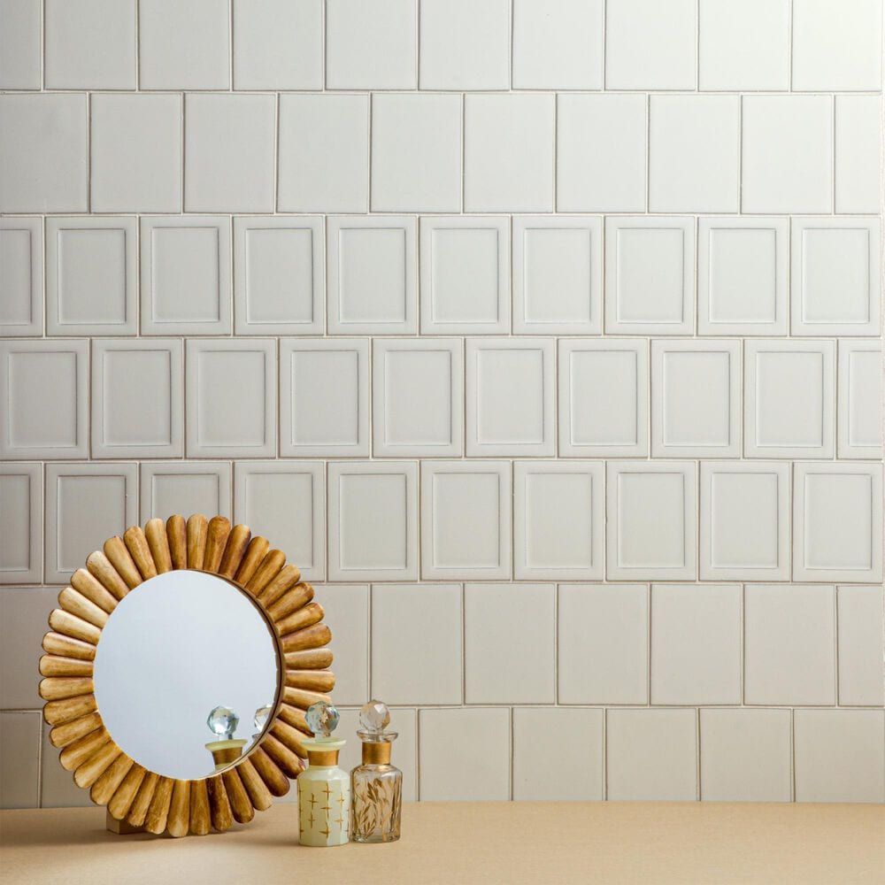 Emser Cuadro White 4&quot; x 5&quot; on 9&quot; x 14&quot; Flat Porcelain Mosaic Sheet, , large
