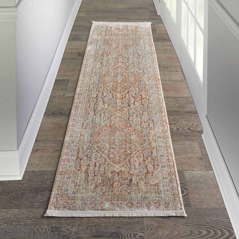 Nourison Lustrous Weave LUW02 2&#39;2&quot; x 7&#39;6&quot; Gray and Brick Runner, , large