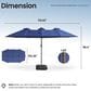 HOMLUX 15" Double-Sided Outdoor Market Umbrella with Sandbag Base and White LED Beads in Royal Blue, , large
