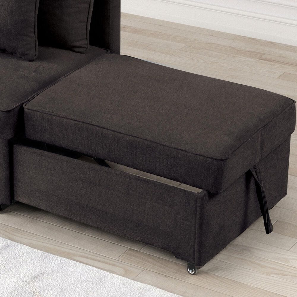 Furniture of America Woburn Convertible Chaise Lounger with Caster in Gray, , large