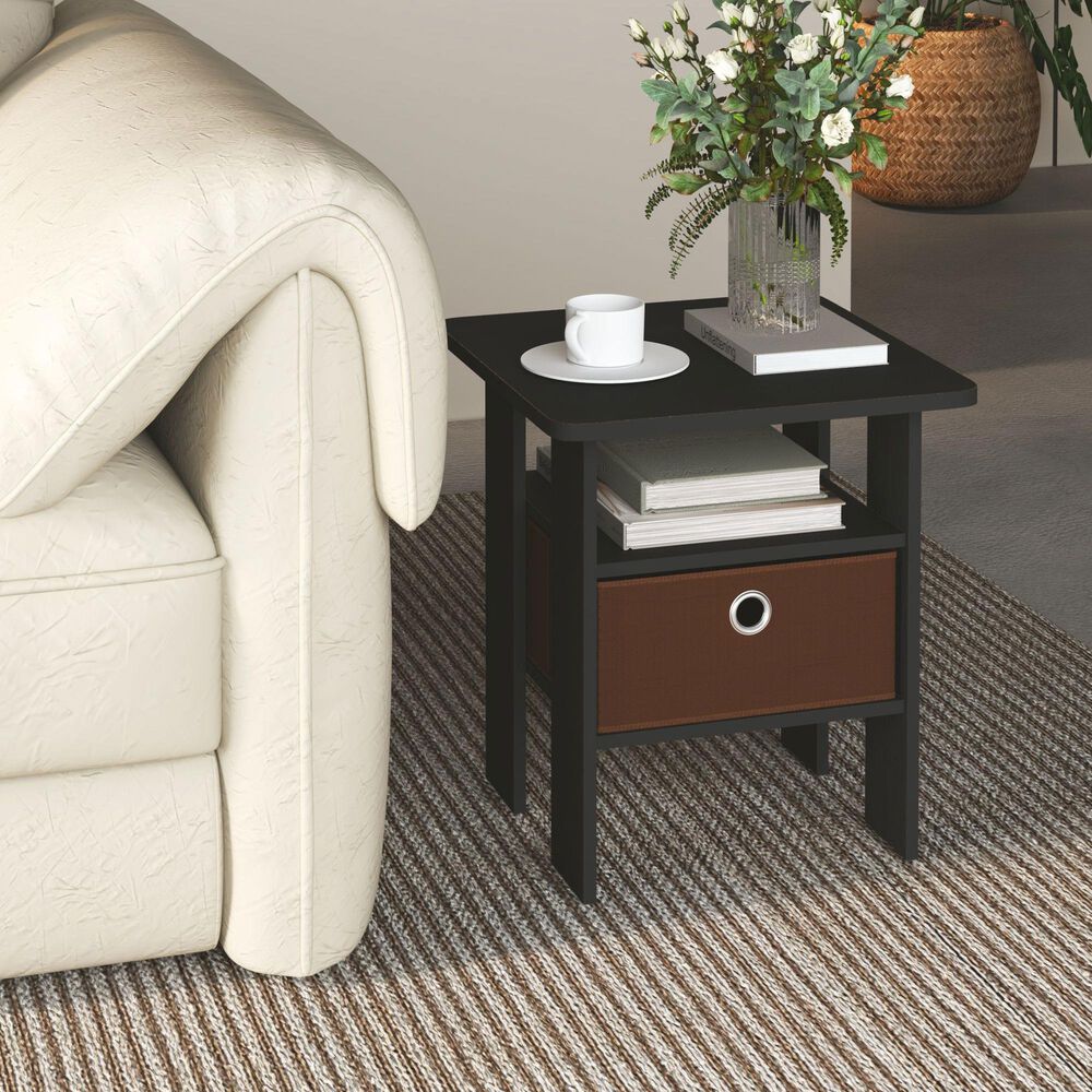 HOMLUX 2-Piece 1-Shelf End Table with Bin Drawer in Americano, , large
