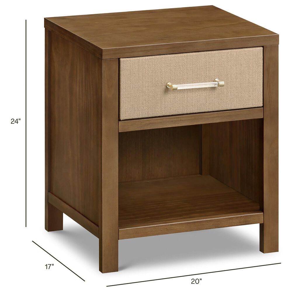 DaVinci Eloise Nightstand with Sand Upholstered Drawer in Natural Walnut, , large