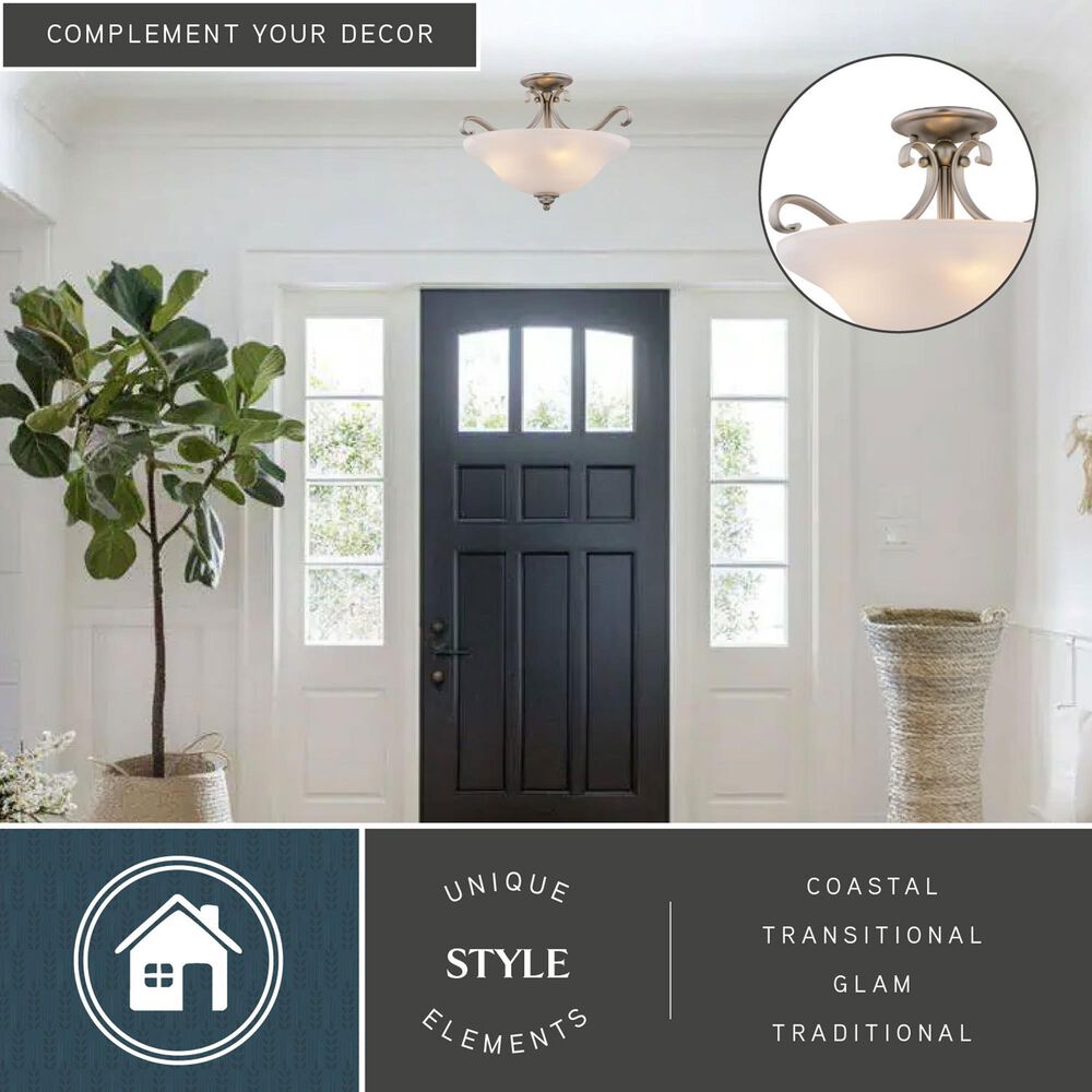 Vaxcel Monrovia 3-Light Semi Flush Mount in Brushed Nickel, , large