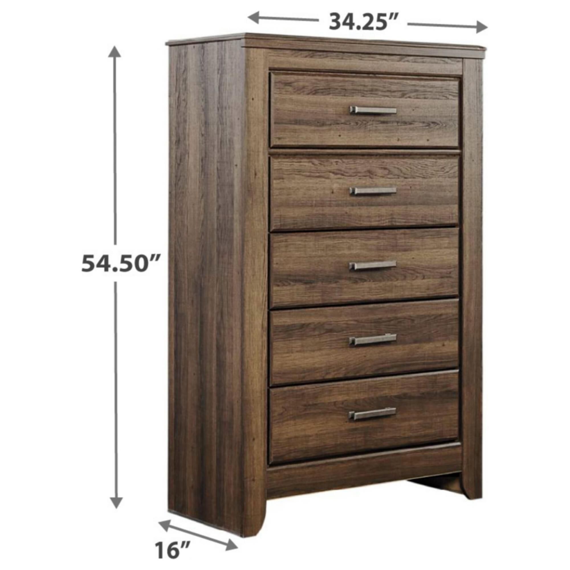 Ashley Juararo 5 Drawer Chest in Dark Brown