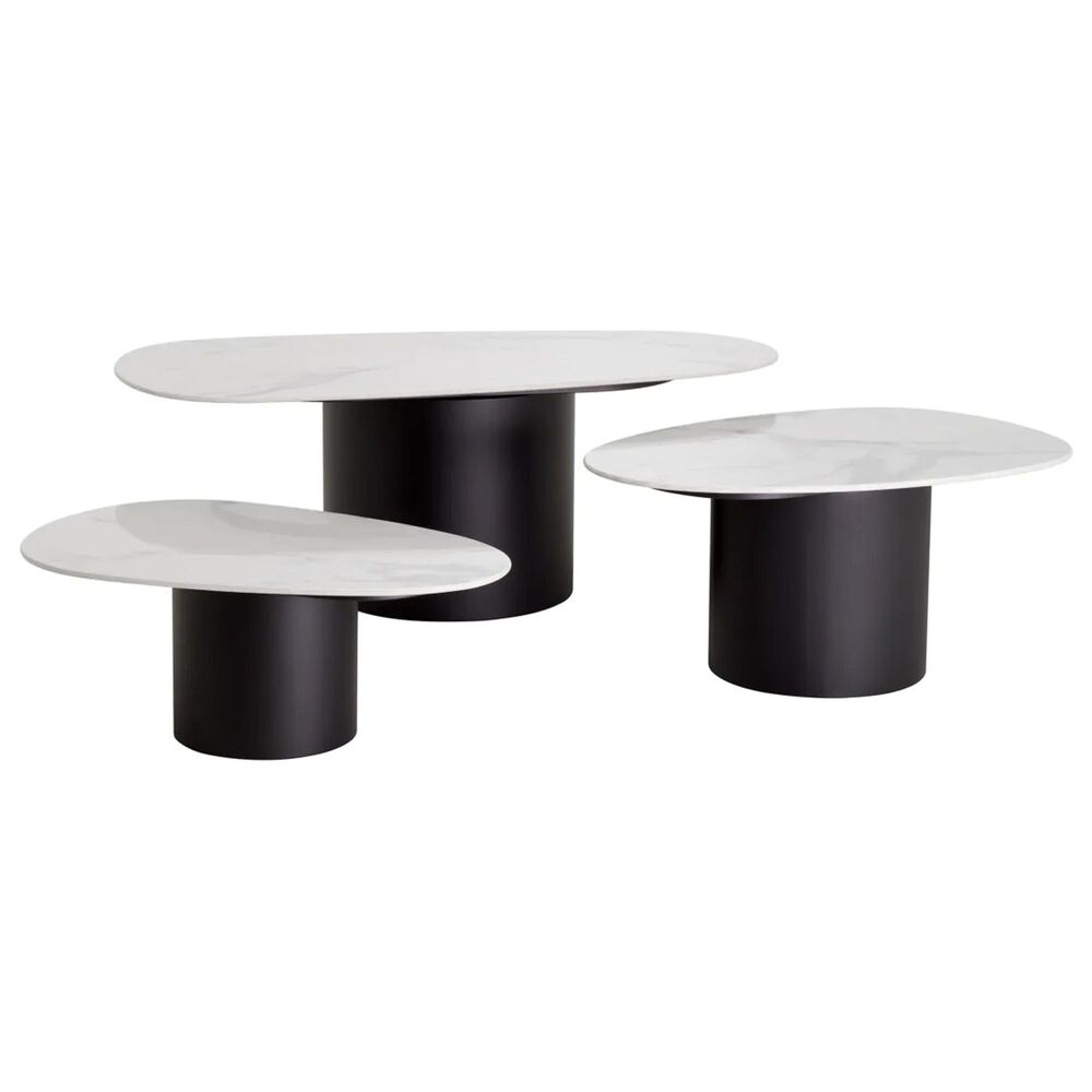 EICHHOLTZ Coffee Table Zane in Black and White &#40;Set of 3&#41;, , large