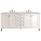 James Martin Vanities Chicago 72" Double Bathroom Vanity in Glossy White with 3 cm Victorian Silver Quartz Top, Rectangular Sinks and FreePower Wireless Charger, , large
