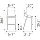 Zuo Modern Magnus Counter Stool in Black and Silver (Set of 2), , large