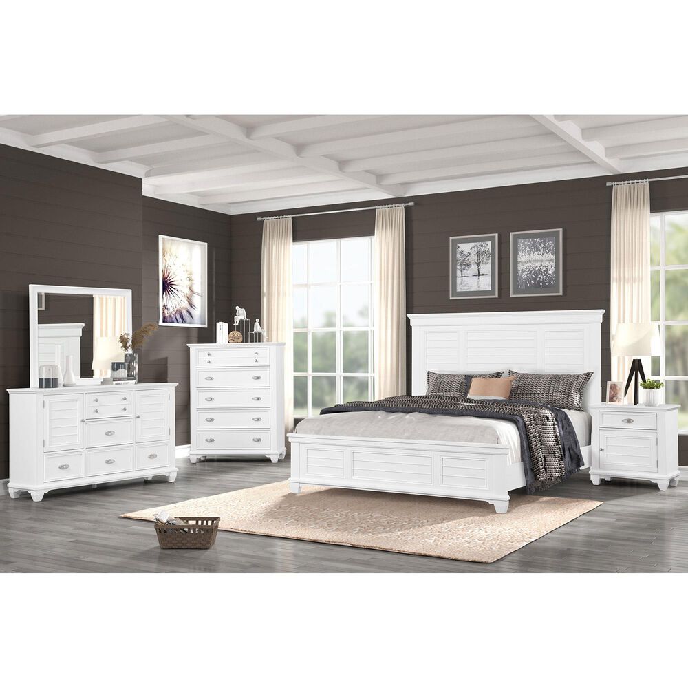 New Heritage Jamestown 5-Piece King Bedroom Set in White Brushed, , large