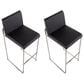 Lumisource Fuji High Back Barstool with Black Faux Leather in Stainless Steel (Set of 2), , large