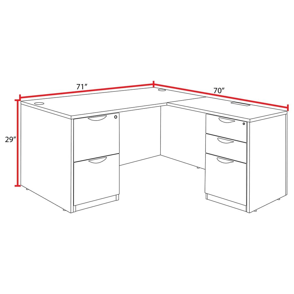 Regency Global Sourcing Legacy 71" L-Shaped Desk with Double Full Pedestal Drawer Unit in Neo Walnut, , large