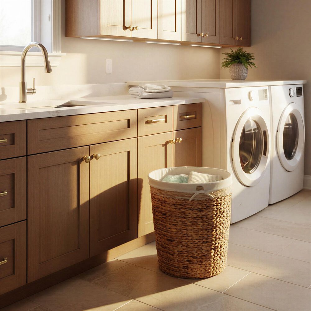 Household Essentials Wicker Basket Laundry Hamper with Liner in Brown, , large