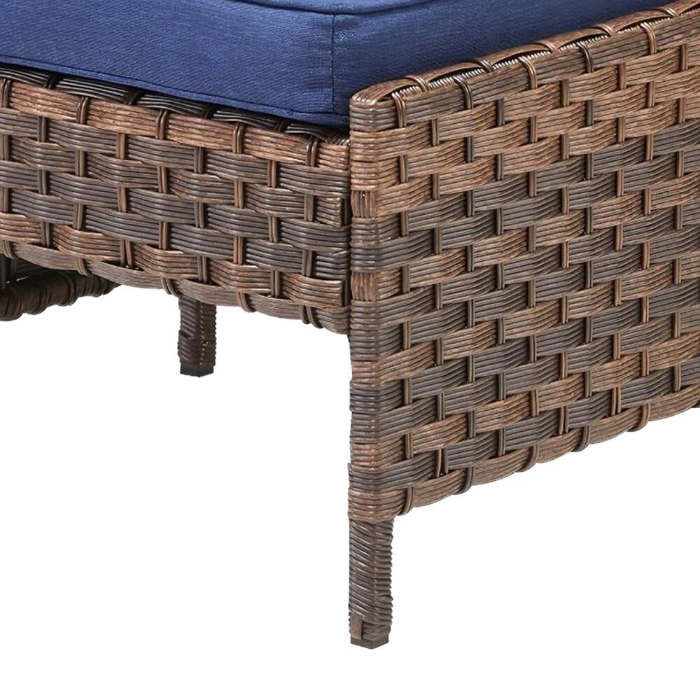 Sunwell Garden 14.4" Ottoman with Navy Cushion in Brown (Set of 2), , large