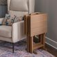 Linon Home Decor Acacia Folding TV Tray Table Set with Stand in Natural (Set of 4), , large