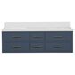 Lexora Home Castor 60" Double Bathroom Vanity in Blue with 2 cm White Quartz Top and Rectangular Sinks, , large