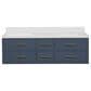 Lexora Home Castor 60" Double Bathroom Vanity in Blue with 2 cm White Quartz Top and Rectangular Sinks, , large