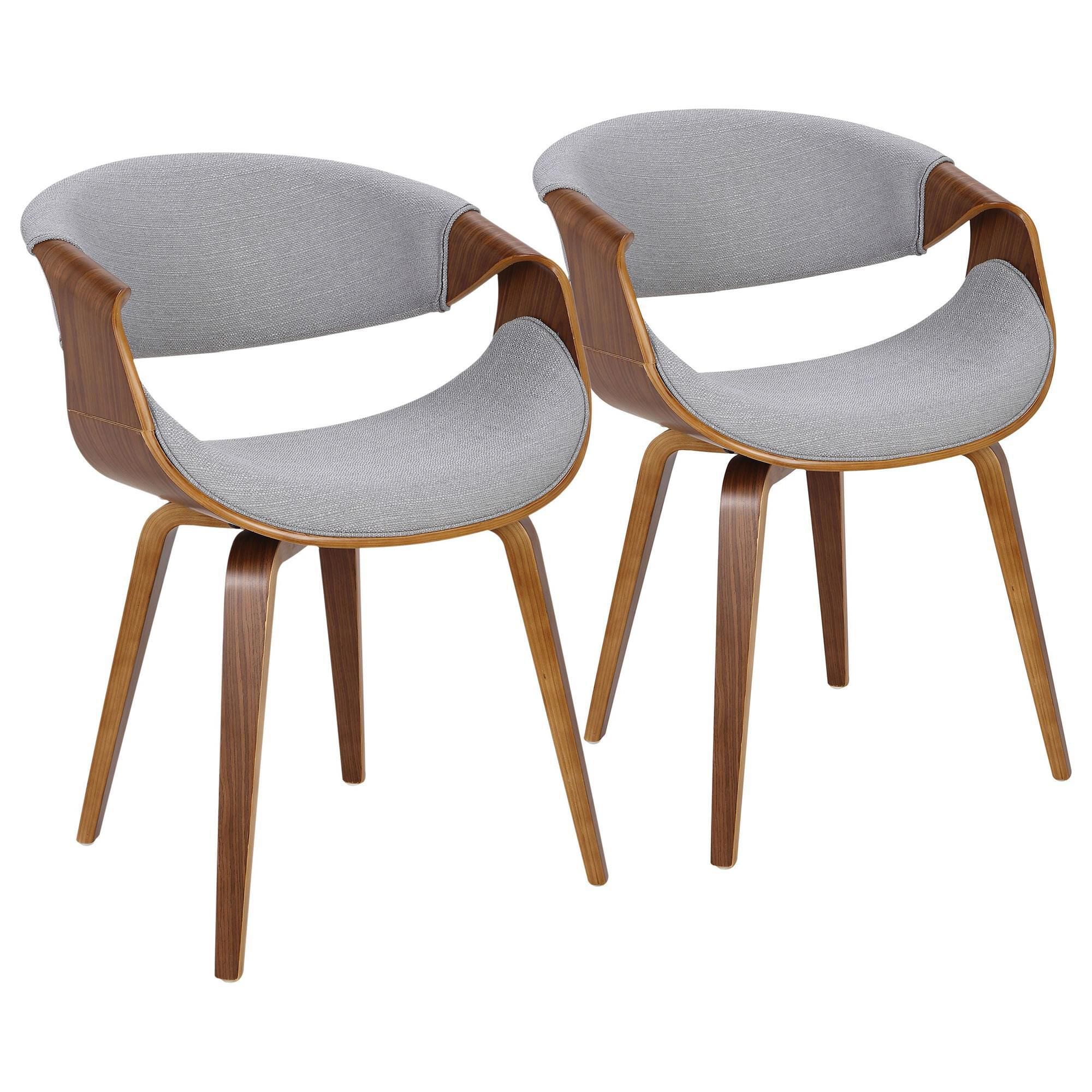 Lumisource Curvo Dining Arm Chair with Grey Cushion in Walnut Set