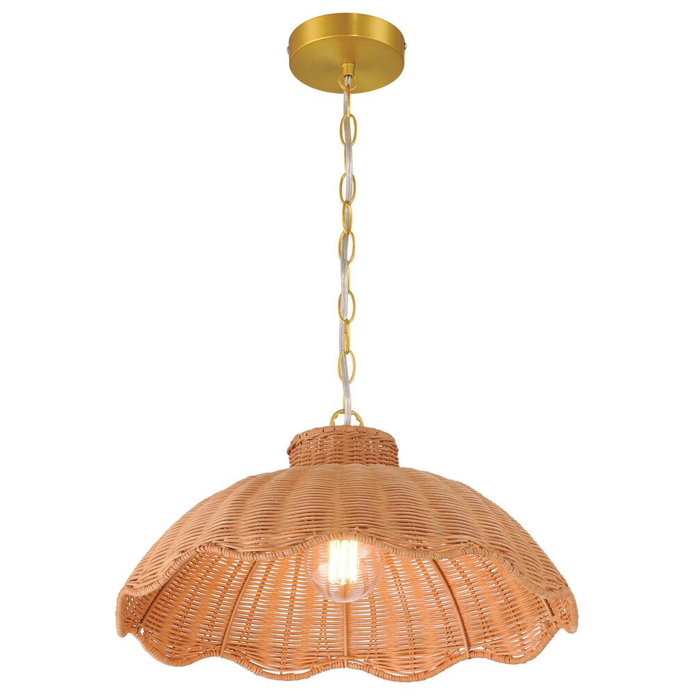 Creative Coop Penelope 1-Light Small Pendant Light with Natural Shade, , large