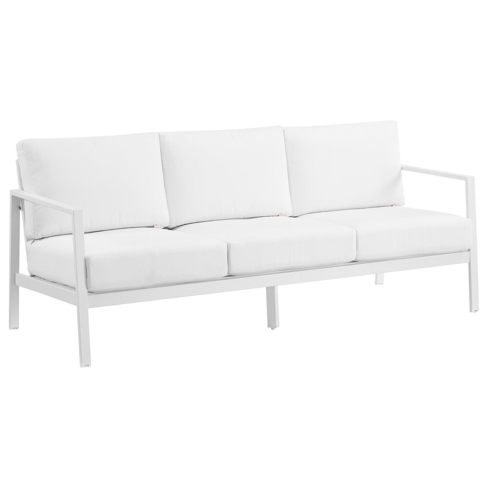 Linon Home Decor Holland Outdoor Sofa with White Cushions in White, , large