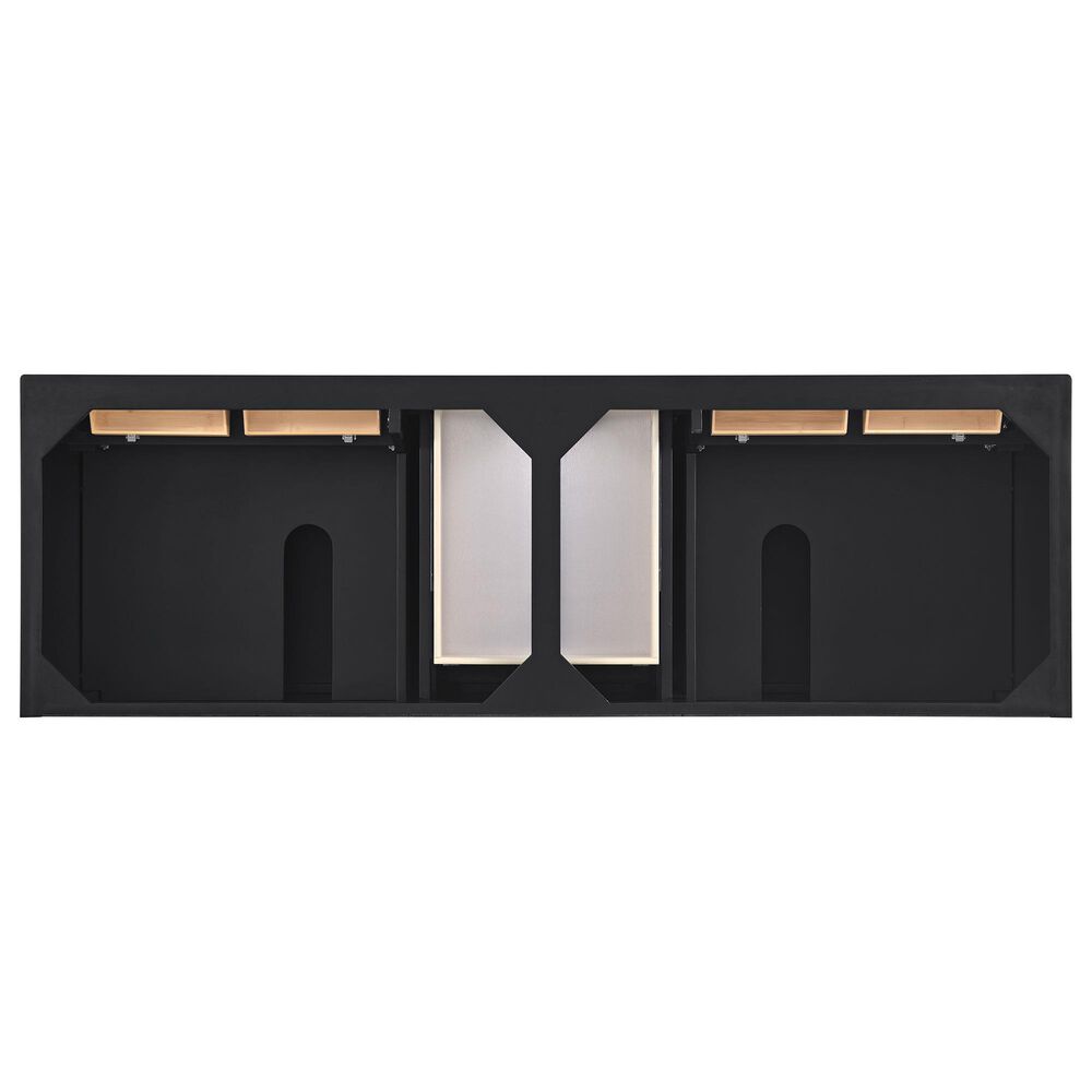 James Martin Vanities Lorelai 72&quot; Double Vanity in Black Onyx with Single Hole 3 cm White Zeus Quartz Top &amp; Backsplash, , large