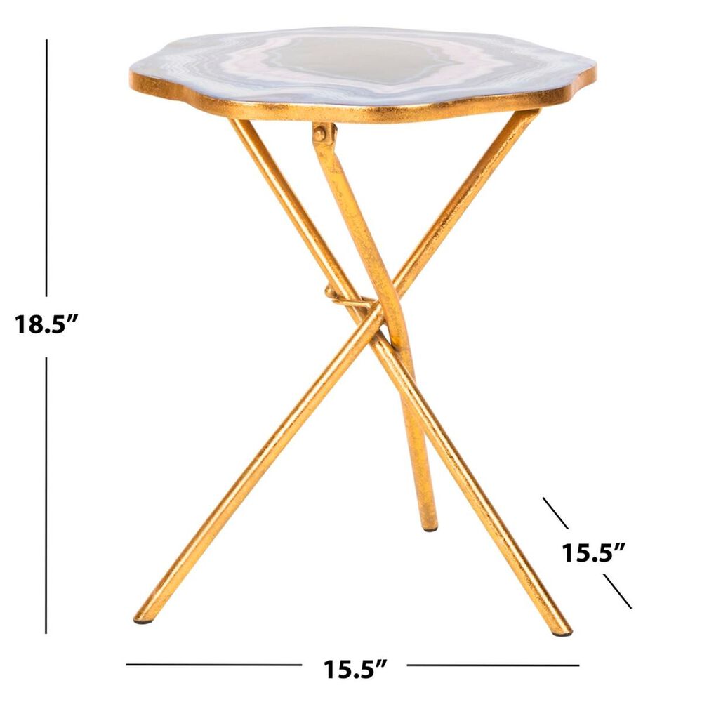 Safavieh Celeste Faux Agate Side Table in Maroon and Gold, , large