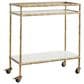 Ashley Plattfield Bar Cart in Antique Brass, White and Clear, , large
