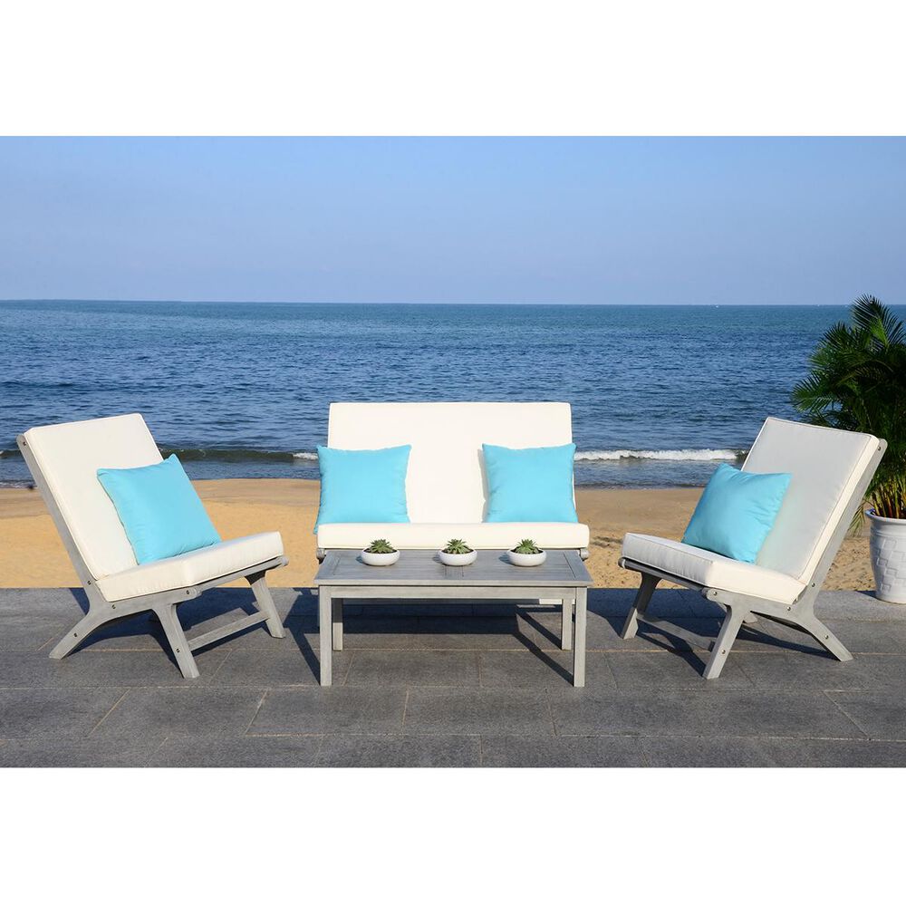 Safavieh Chaston 4-Piece Outdoor Living Set in Grey Wash, White, and Light Blue, , large