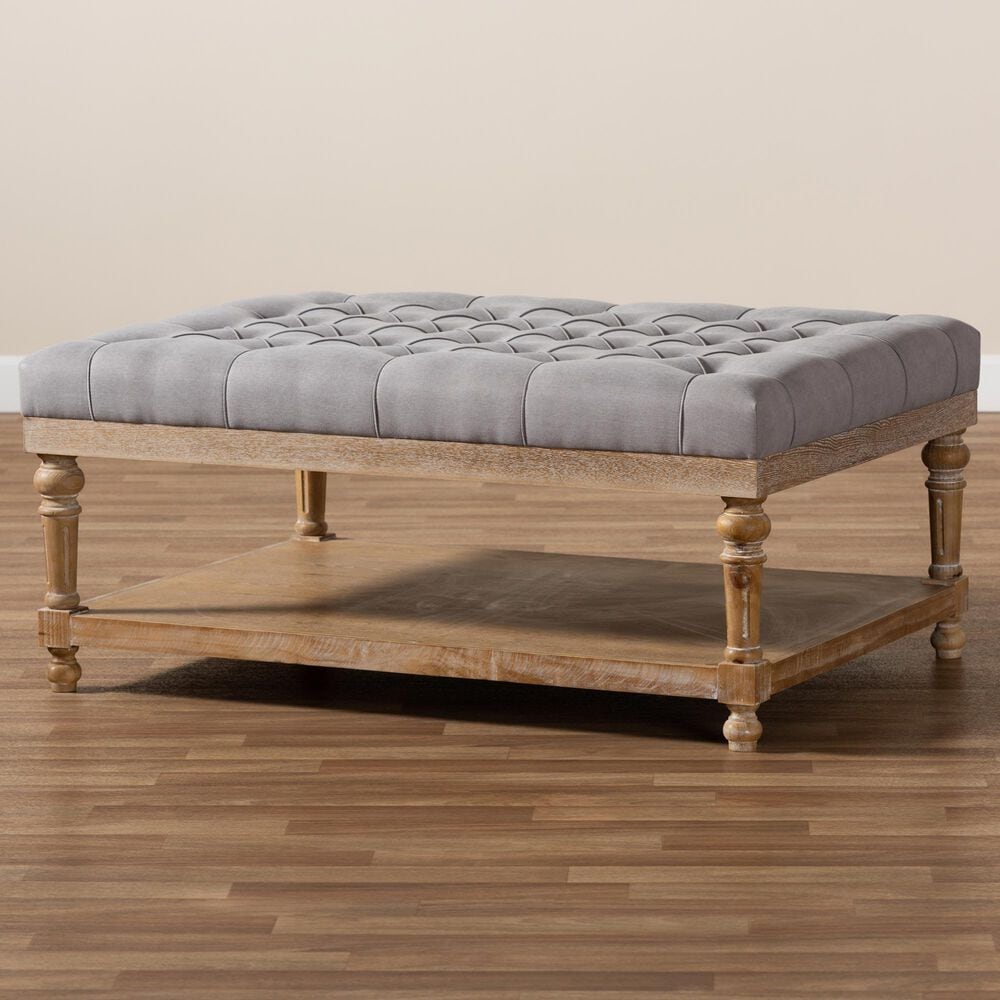 Baxton Studio Lindsey Cocktail Ottoman in Grey, , large