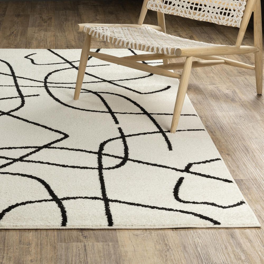 ROW by Oriental Weavers Quinn QUI12 Beige and Black 2' x 7' Runner, , large