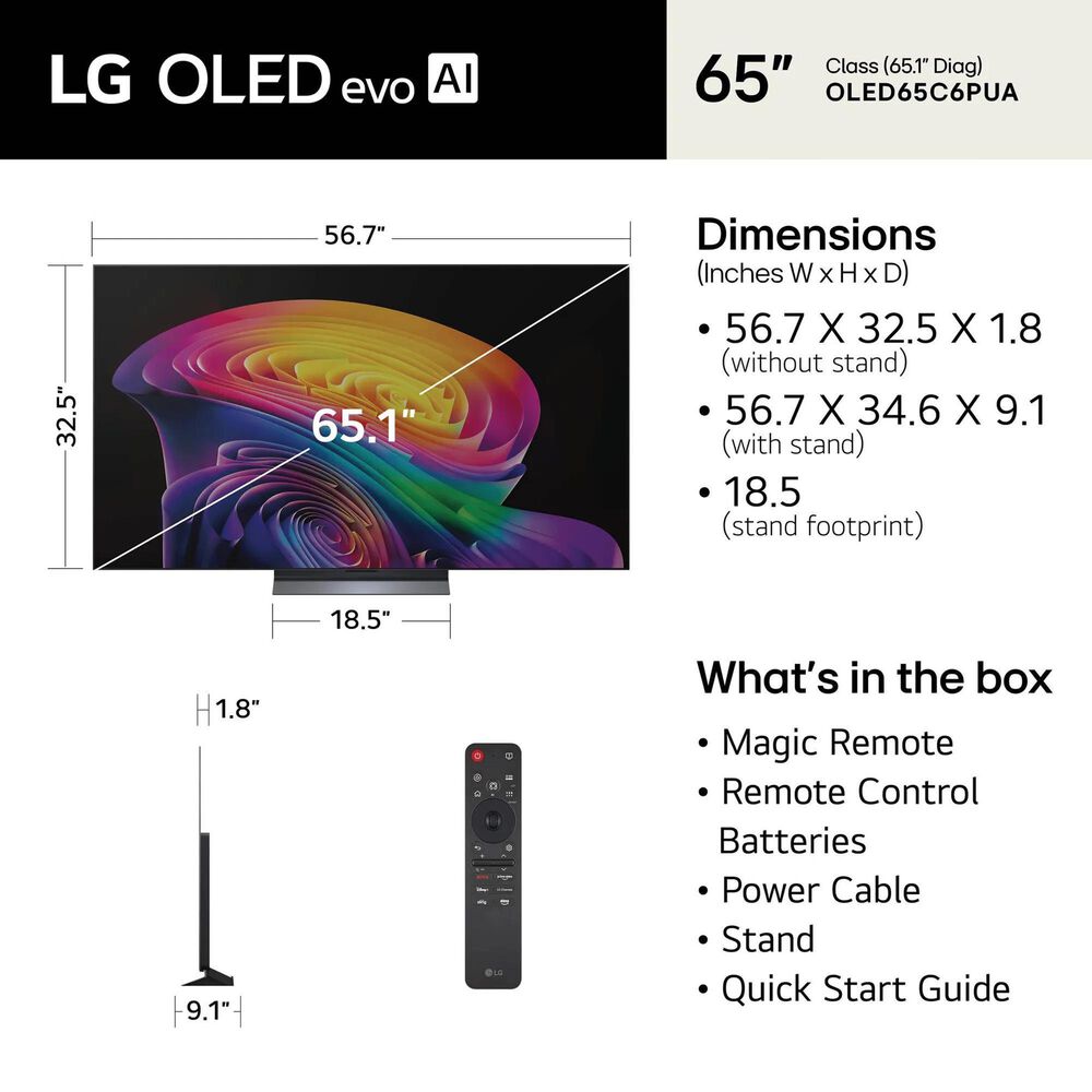 LG 65" Class C6 Series 4K OLED evo AI - Smart TV with 5.1.3 Channel Soundbar System in Black, , large