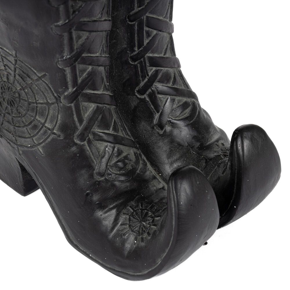 The Gerson Company 22&quot;H Resin Halloween Witch Boots with Floral Arrangement in Black, , large