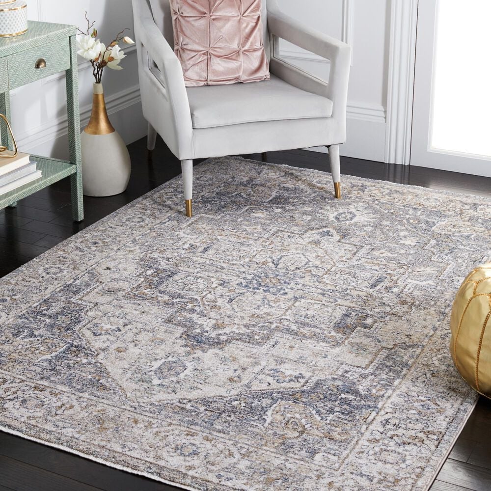 Safavieh Jasmine JSM314F 4&#39;5&quot; x 6&#39;5&quot; Grey and Blue Area Rug, , large