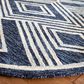 Safavieh Micro-Loop MLP156N 7" Round Navy and Ivory Area Rug, , large
