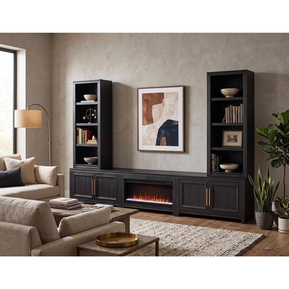 Legends Home The Cove Fireplace Modular Cabinet with Fireplace Insert in Seal Skin Black, , large