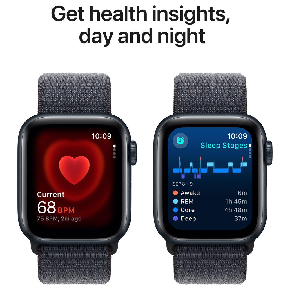 Apple Watch SE GPS + Cellular 40mm Midnight Aluminum Case with Ink Sport Loop, , large
