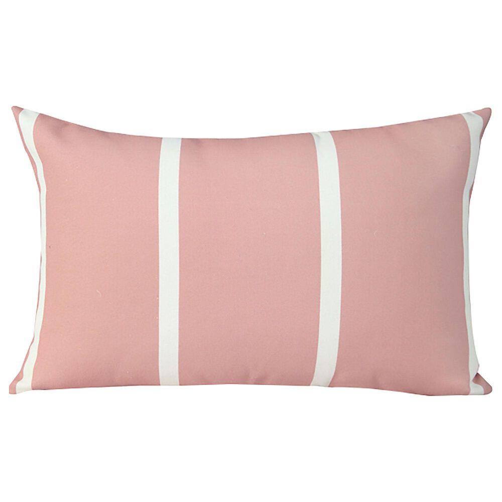 L.R. RESOURCES 14" x 20" Stripe Outdoor Pillow in Pink and White, , large
