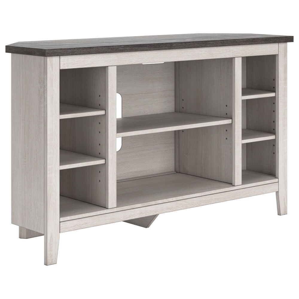 Ashley Dorrinson 48" Corner TV Stand in Antiqued White and Gray, , large