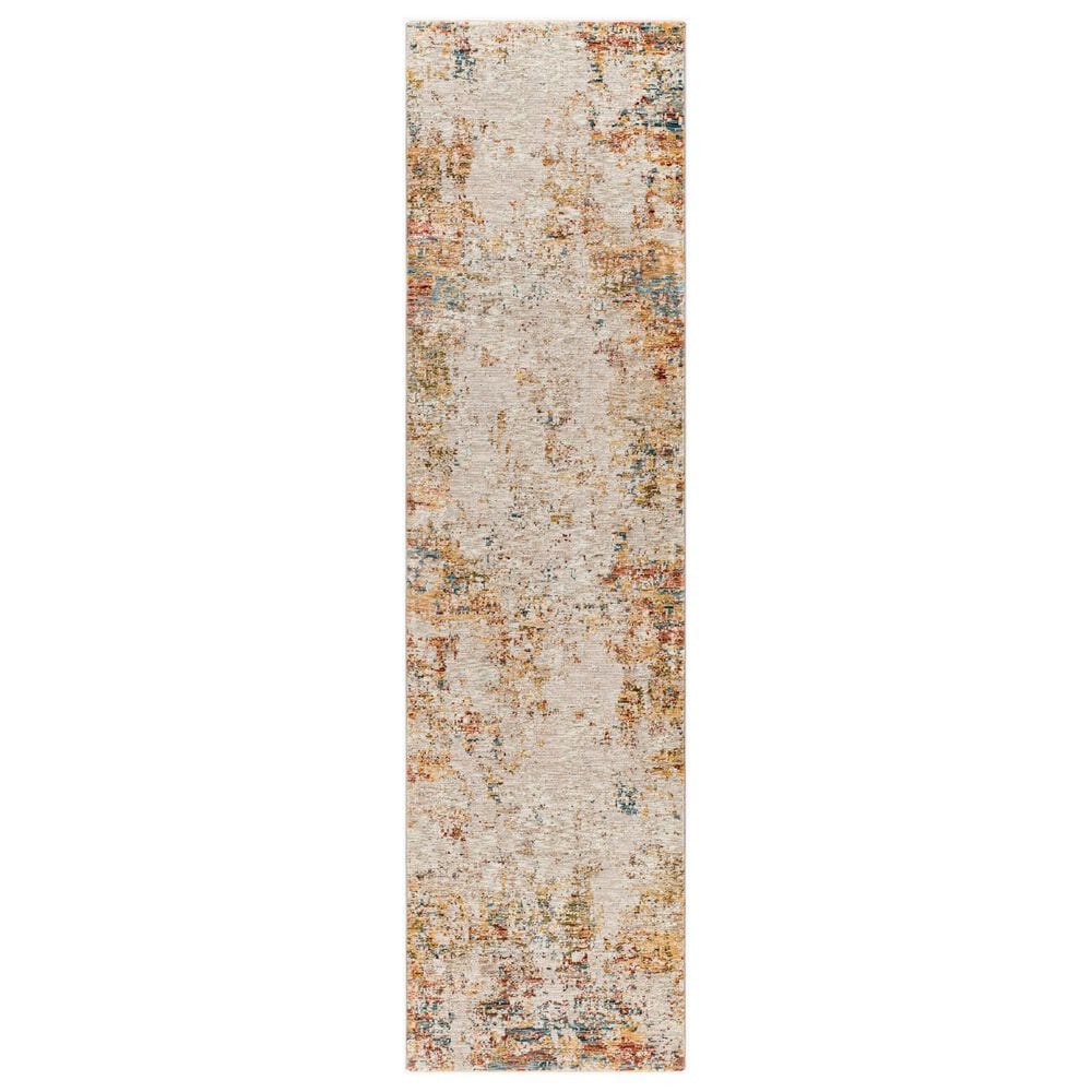 Surya Reina Light Gray, Cream, Medium Gray, Denim, Rust, Mustard and Olive 2"7" x 7"3" Runner, , large