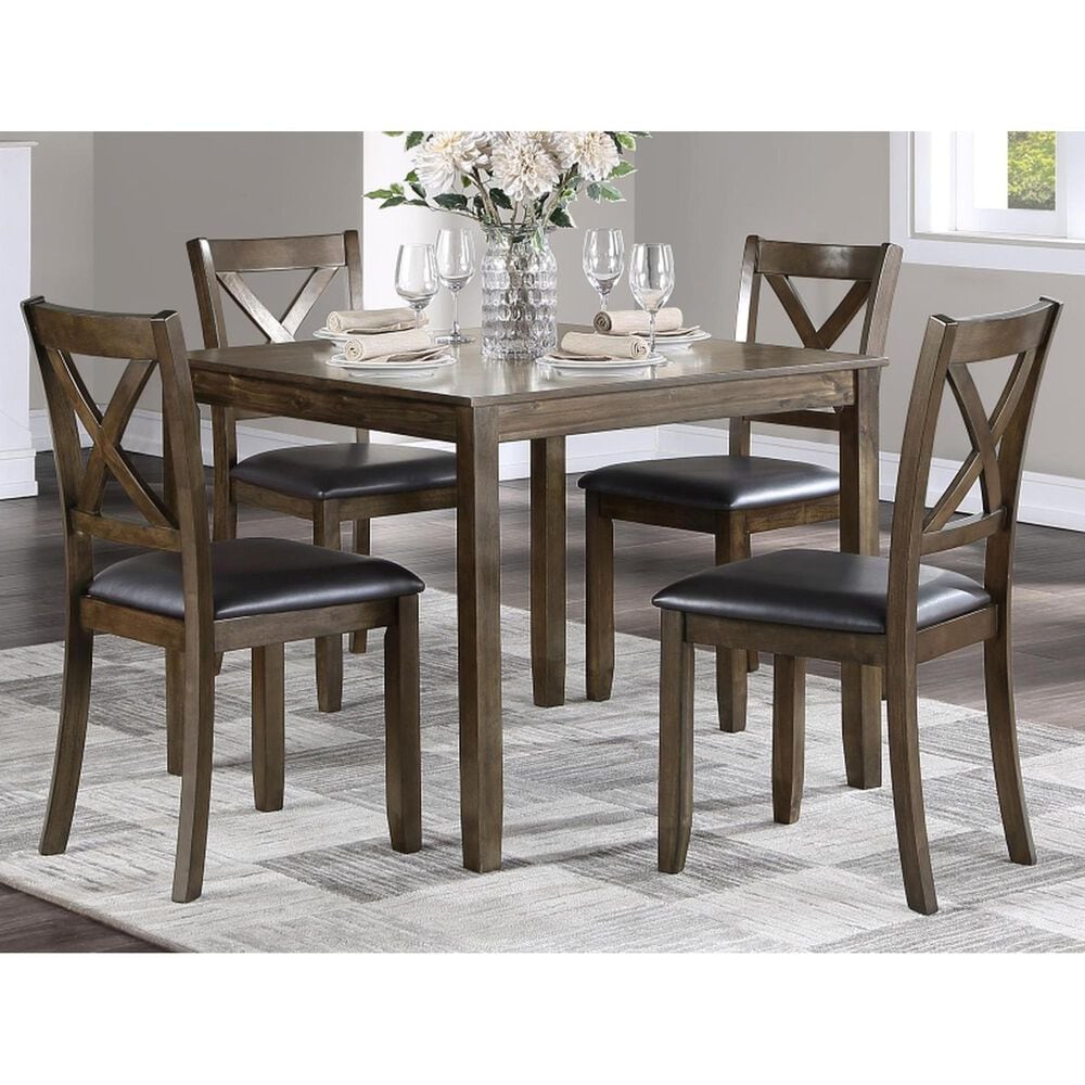 Homelegance Hazel 5-Piece Square Dining Set in Charcoal Brown, , large