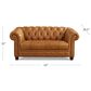 Hydeline York Stationary Leather Loveseat in Saddle, , large